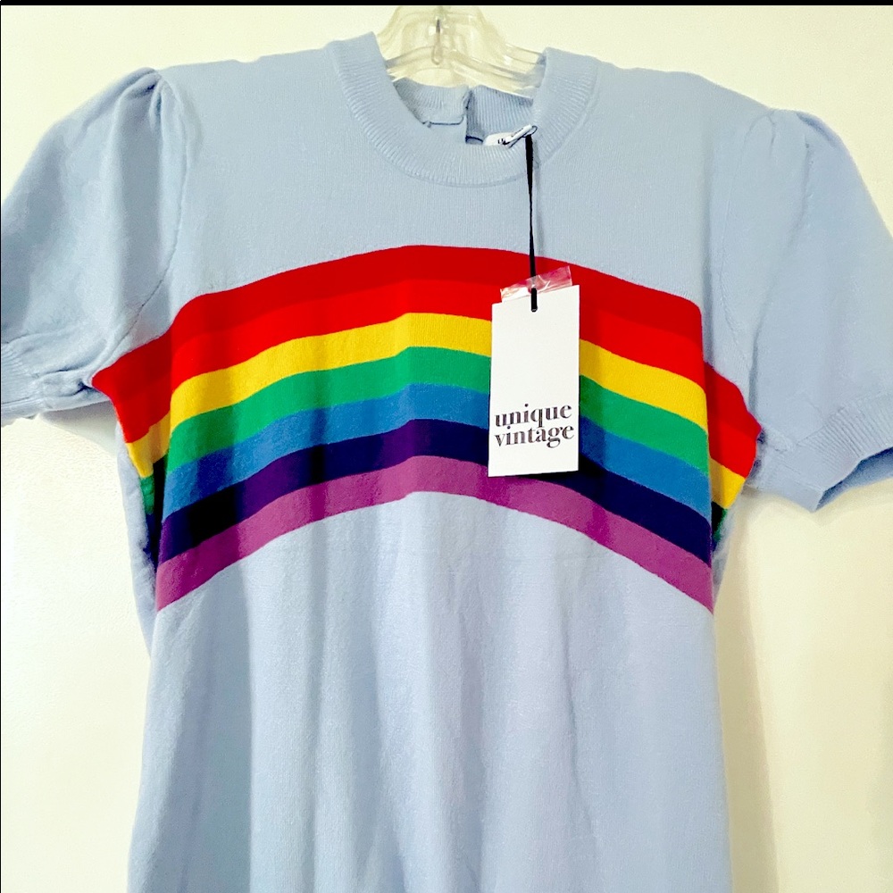 Rainbow Unique Vintage Short Sleeved Sweater (NWT)